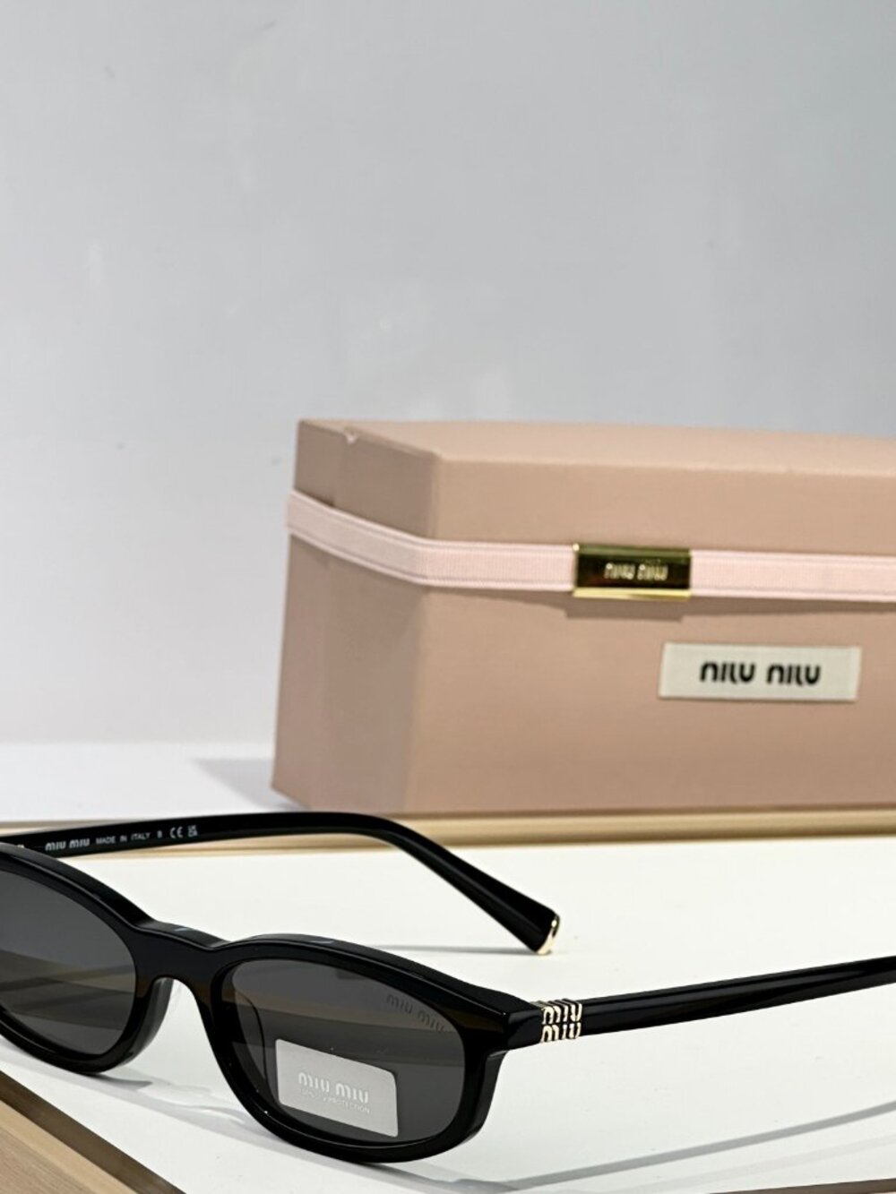 Miu Miu Regard Sunglasses Black Oval Narrow Frame Glasses - Picture 3 of 10